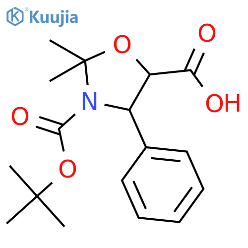 (4S,5R)-3-(Tert-Butoxycarbonyl)-2,2-dimethyl-4-phenyloxazolidine-5-carboxylic acid structure
