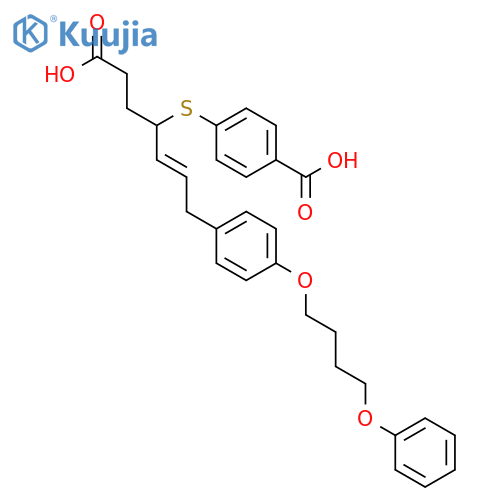 Benzoic acid,4-[[(1S,2Z)-1-(2-carboxyethyl)-4-[4-(4-phenoxybutoxy)phenyl]-2-buten-1-yl]thio]- structure