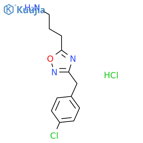 3-{3-[(4-chlorophenyl)methyl]-1,2,4-oxadiazol-5-yl}propan-1-amine hydrochloride structure