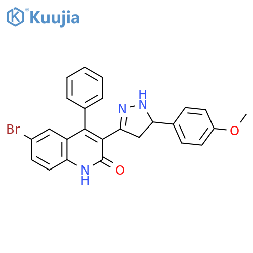 6-bromo-3-5-(4-methoxyphenyl)-4,5-dihydro-1H-pyrazol-3-yl-4-phenyl-1,2-dihydroquinolin-2-one structure