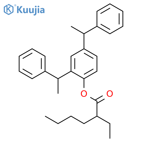 HEXANOIC ACID, 2-ETHYL-, 2,4-BIS(1-PHENYLETHYL)PHENYL ESTER structure