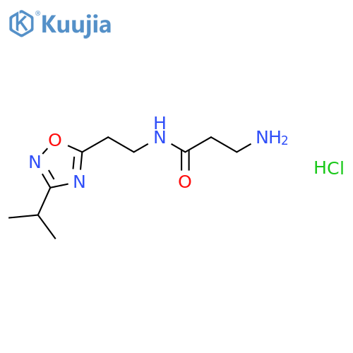 3-amino-N-{2-[3-(propan-2-yl)-1,2,4-oxadiazol-5-yl]ethyl}propanamide hydrochloride structure