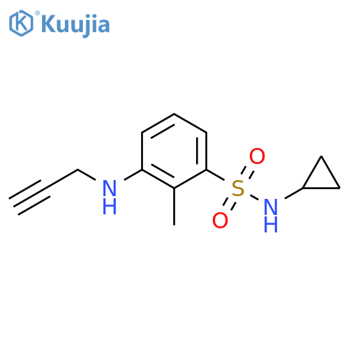 N-cyclopropyl-2-methyl-3-(prop-2-yn-1-yl)aminobenzene-1-sulfonamide structure