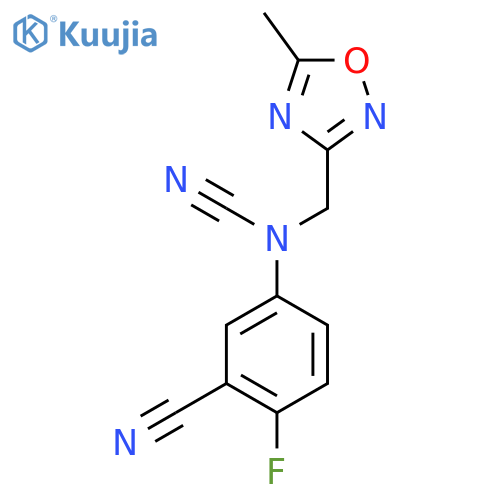 5-{cyano(5-methyl-1,2,4-oxadiazol-3-yl)methylamino}-2-fluorobenzonitrile structure