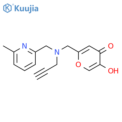 5-Hydroxy-2-[[[(6-methyl-2-pyridinyl)methyl]-2-propyn-1-ylamino]methyl]-4H-pyran-4-one structure