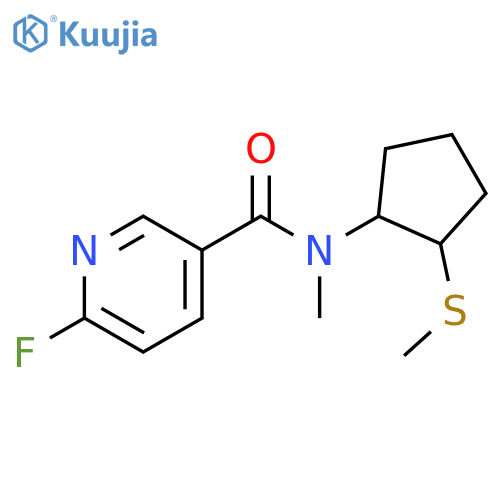 6-fluoro-N-methyl-N-2-(methylsulfanyl)cyclopentylpyridine-3-carboxamide structure