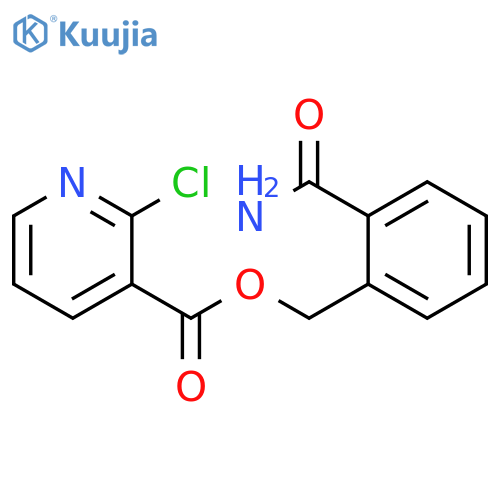 (2-carbamoylphenyl)methyl 2-chloropyridine-3-carboxylate structure