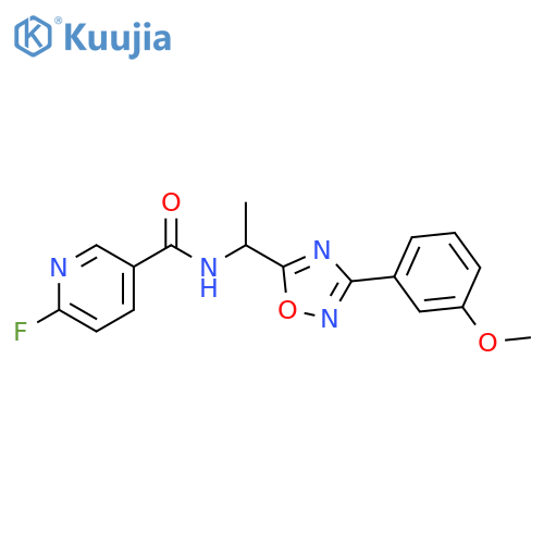 6-Fluoro-N-[1-[3-(3-methoxyphenyl)-1,2,4-oxadiazol-5-yl]ethyl]-3-pyridinecarboxamide structure