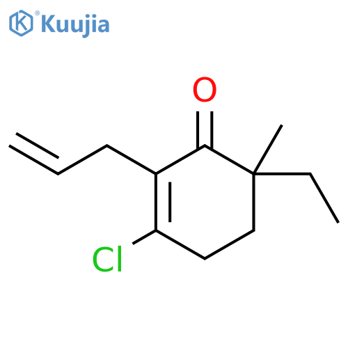 2-Cyclohexen-1-one, 3-chloro-6-ethyl-6-methyl-2-(2-propenyl)- structure