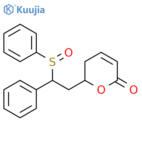 2H-Pyran-2-one, 5,6-dihydro-6-[2-phenyl-2-(phenylsulfinyl)ethyl]- structure