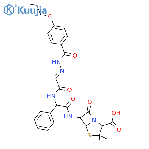 4-Thia-1-azabicyclo[3.2.0]heptane-2-carboxylicacid,3,3-dimethyl-7-oxo-6-[[phenyl[[[(4-propoxybenzoyl)hydrazono]acetyl]amino]acetyl]amino]-,[2S-[2a,5a,6b(S*)]]- (9CI) structure