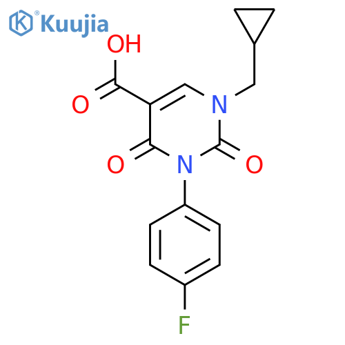 1-Cyclopropylmethyl-3-(4-fluorophenyl)-2,4-dioxo-1,2,3,4-tetrahydropyrimidine-5-carboxylic acid structure