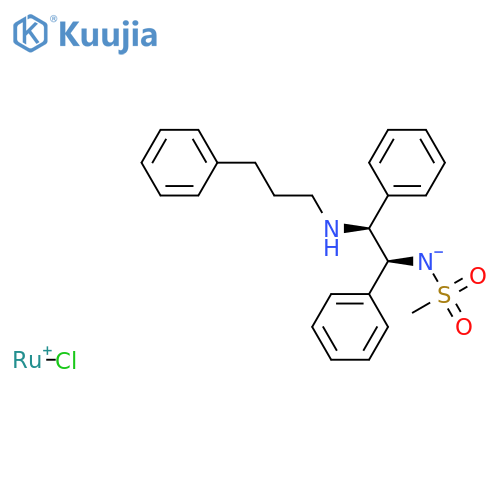 Chlororuthenium(1+);[(1S,2S)-1,2-diphenyl-2-(3-phenylpropylamino)ethyl]-methylsulfonylazanide structure