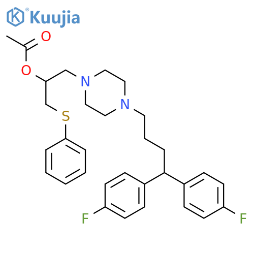 1-Piperazineethanol,4-[4,4-bis(4-fluorophenyl)butyl]-a-[(phenylthio)methyl]-, 1-acetate structure