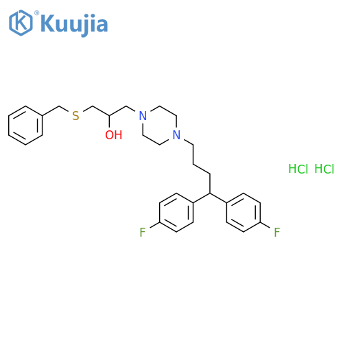 1-Piperazineethanol,4-[4,4-bis(4-fluorophenyl)butyl]-a-[[(phenylmethyl)thio]methyl]-, hydrochloride (1:2) structure