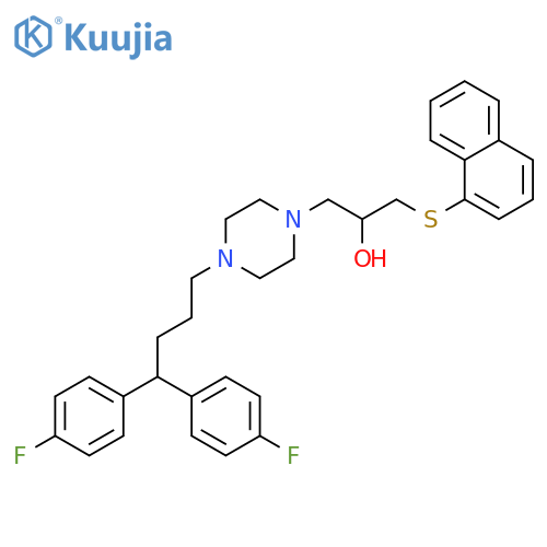 1-Piperazineethanol,4-[4,4-bis(4-fluorophenyl)butyl]-a-[(1-naphthalenylthio)methyl]- structure