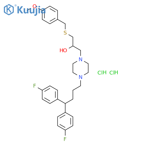 1-Piperazineethanol,4-[4,4-bis(4-fluorophenyl)butyl]-a-[[[(4-methoxyphenyl)methyl]thio]methyl]-, hydrochloride (1:2) structure