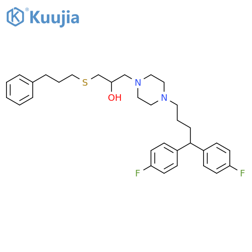 1-Piperazineethanol,4-[4,4-bis(4-fluorophenyl)butyl]-a-[[(3-phenylpropyl)thio]methyl]- structure