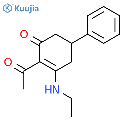 2-Cyclohexen-1-one, 2-acetyl-3-(ethylamino)-5-phenyl- structure