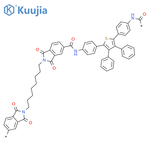 Poly[(1,3-dihydro-1,3-dioxo-2H-isoindole-5,2-diyl)-1,8-octanediyl(1,3-dihydro-1,3-dioxo-2H-isoindole-2,5-diyl)carbonylimino-1,4-phenylene(3,4-diphenyl-2,5-thiophenediyl)-1,4-phenyleneiminocarbonyl] structure