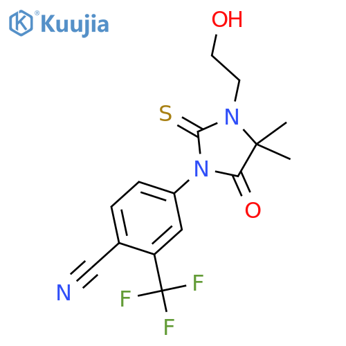 4-4,4-Dimethyl-3-(2-hydroxyethyl)-5-oxo-2-thioxo-1-imidazolidinyl-2-trifluoromethylbenzonitrile structure