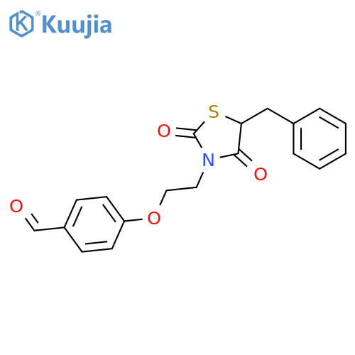 Benzaldehyde, 4-[2-[2,4-dioxo-5-(phenylmethyl)-3-thiazolidinyl]ethoxy]- structure