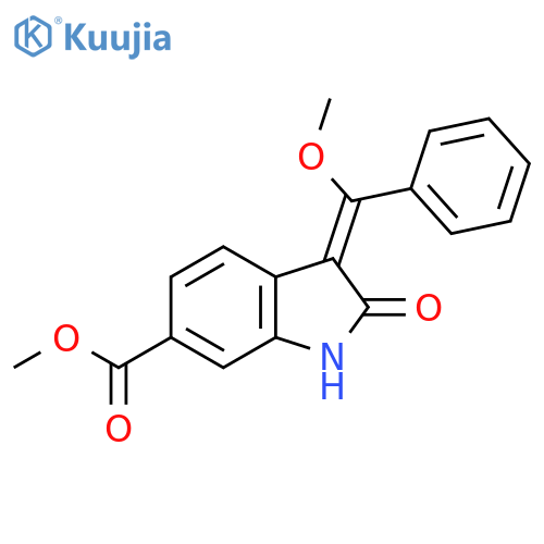 methyl (3Z)-3-(methoxy-phenylmethylidene)-2-oxo-1H-indole-6-carboxylate structure
