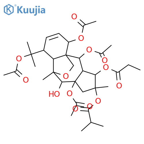 13,17-Epoxy-8-myrsinene-2,3,5,7,10,14,15-heptol; (2α,3β,5α,7β,13α,14α,15β)-form, 2-O-(2-Methylpropanoyl), 3-propanoyl, 5,7,10,15-tetra-Ac structure