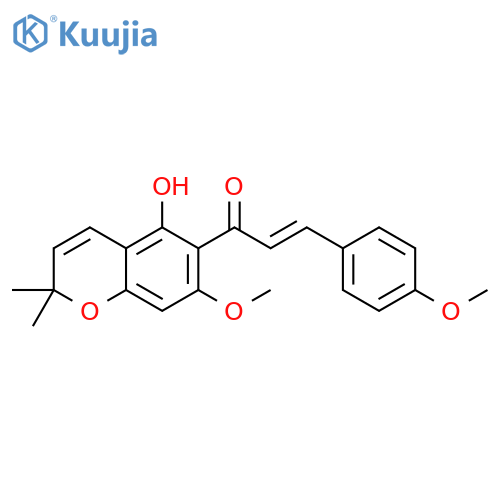 2-Propen-1-one,1-(5-hydroxy-7-methoxy-2,2-dimethyl-2H-1-benzopyran-6-yl)-3-(4-methoxyphenyl)-,(2E)- structure