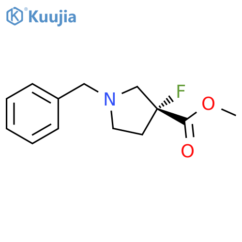 3-Pyrrolidinecarboxylic acid, 3-fluoro-1-(phenylmethyl)-, methyl ester, (3R)- structure