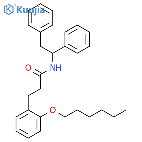 Benzenepropanamide, N-(1,2-diphenylethyl)-2-(hexyloxy)-, (±)- structure