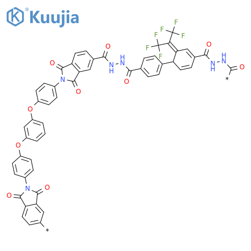 Poly[(1,3-dihydro-1,3-dioxo-2H-isoindole-5,2-diyl)-1,4-phenyleneoxy-1,3-phenyleneoxy-1,4-phenylene(1,3-dihydro-1,3-dioxo-2H-isoindole-2,5-diyl)carbonylhydrazocarbonyl-1,4-phenylene[2,2,2-trifluoro-1-(trifluoromethyl)ethylidene]-1,4-phenylenecarbonylhydrazocarbonyl] structure