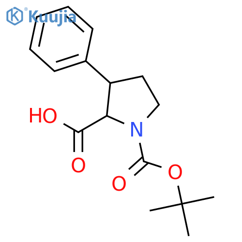 1-[(tert-butoxy)carbonyl]-3-phenylpyrrolidine-2-carboxylic acid structure
