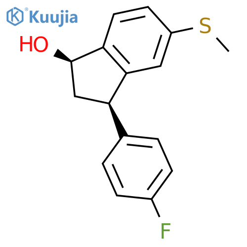 1H-Inden-1-ol, 3-(4-fluorophenyl)-2,3-dihydro-5-(methylthio)-, cis- structure