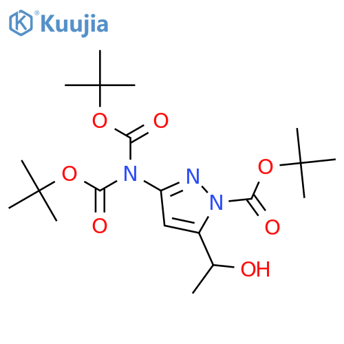 tert-Butyl 3-(bis(tert-butoxycarbonyl)amino)-5-(1-hydroxyethyl)-1H-pyrazole-1-carboxylate structure