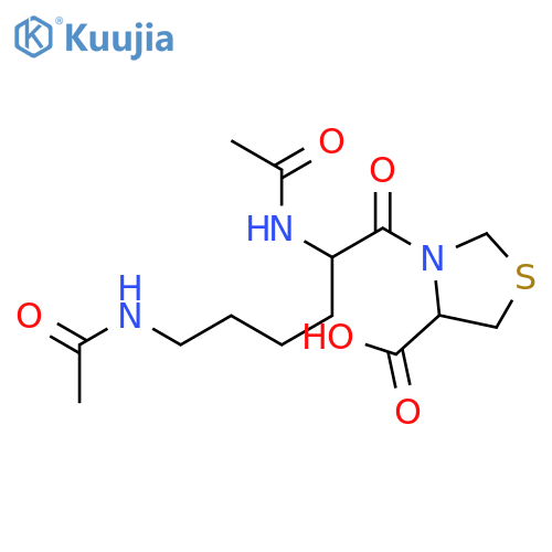 4-Thiazolidinecarboxylic acid, 3-[2,6-bis(acetylamino)-1-oxohexyl]- structure