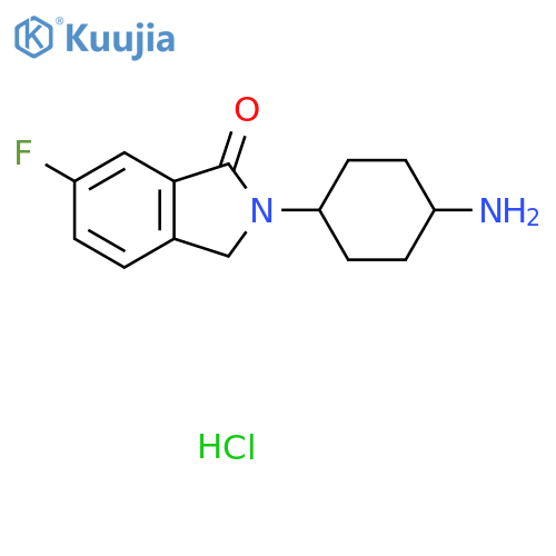 2-[(1R*,4R*)-4-Aminocyclohexyl]-6-fluoroisoindolin-1-one hydrochloride structure