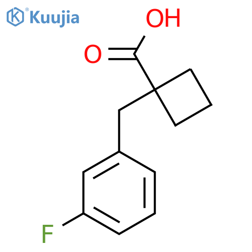 1-(3-fluorophenyl)methylcyclobutane-1-carboxylic acid structure