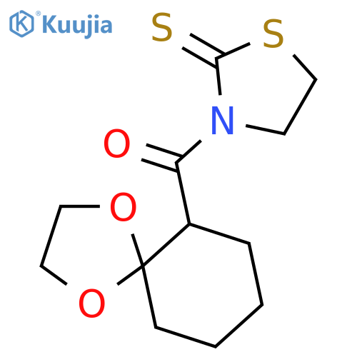 2-Thiazolidinethione, 3-(1,4-dioxaspiro[4.5]dec-6-ylcarbonyl)-, (±)- structure