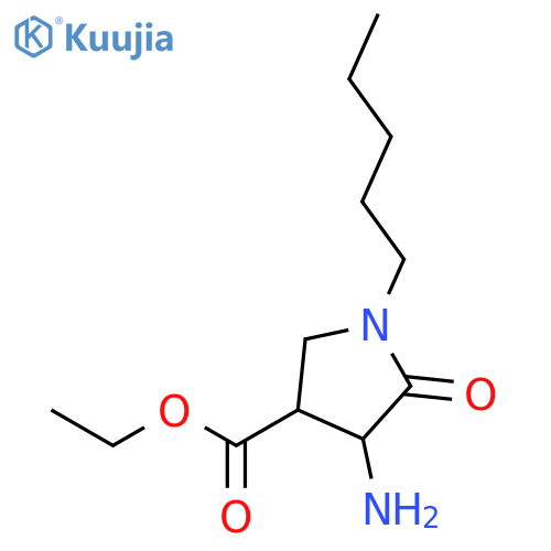 3-Pyrrolidinecarboxylic acid, 4-amino-5-oxo-1-pentyl-, ethyl ester structure