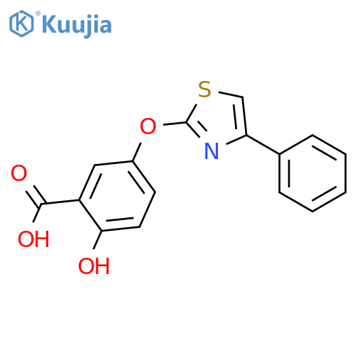 Benzoic acid, 2-hydroxy-5-[(4-phenyl-2-thiazolyl)oxy]- structure