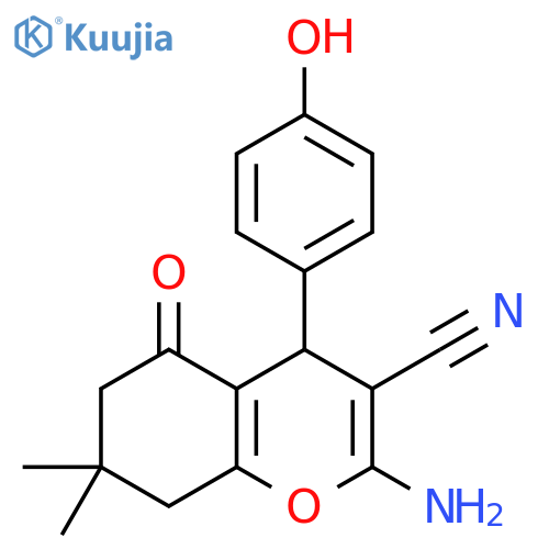 4H-1-Benzopyran-3-carbonitrile,2-amino-5,6,7,8-tetrahydro-4-(4-hydroxyphenyl)-7,7-dimethyl-5-oxo- structure