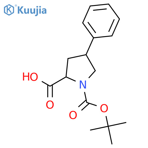 (2R,4S)-1-(tert-butoxycarbonyl)-4-phenylpyrrolidine-2-carboxylic acid structure