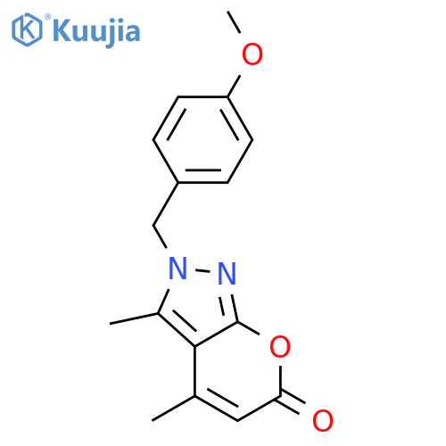 Pyrano[2,3-c]pyrazol-6(2H)-one,2-[(4-methoxyphenyl)methyl]-3,4-dimethyl- structure