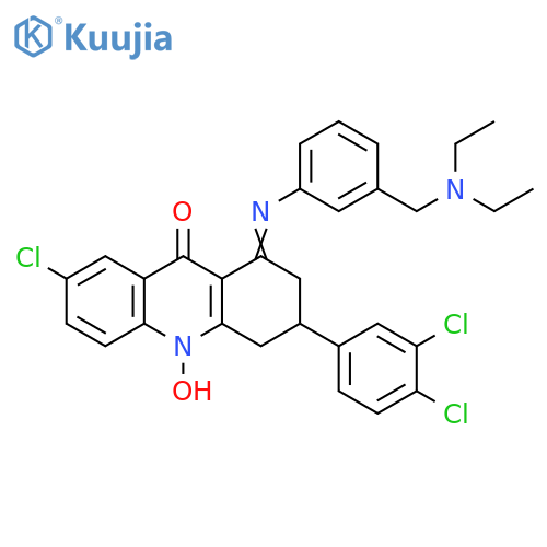 9(2H)-Acridinone,7-chloro-3-(3,4-dichlorophenyl)-1-[[3-[(diethylamino)methyl]phenyl]imino]-1,3,4,10-tetrahydro-10-hydroxy- structure