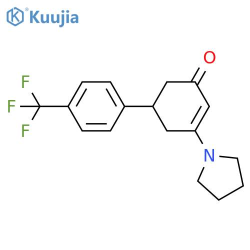 2-Cyclohexen-1-one, 3-(1-pyrrolidinyl)-5-[4-(trifluoromethyl)phenyl]- structure