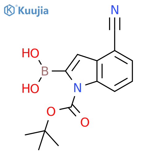 1H-Indole-1-carboxylic acid, 2-borono-4-cyano-, 1-(1,1-dimethylethyl) ester structure