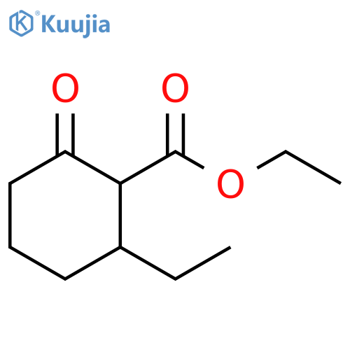 Cyclohexanecarboxylic acid, 2-ethyl-6-oxo-, ethyl ester structure