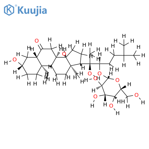 (20R,22R)-22-[(beta-D-glucopyranosyl)oxy]-3beta,14alpha,20-trihydoxy-5alpha-cholestan-6-one structure
