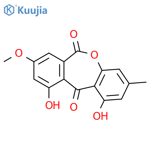1,10-dihydroxy-8-methoxy-3-methyldibenz[b,e]oxepin-6,11-dione structure